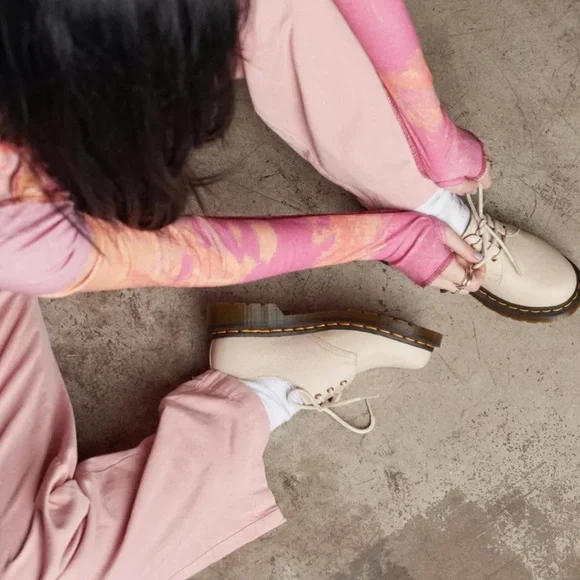 Dr. Martens Cream Leather Flats - Picture 2 of 6